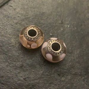 2 Pandora Glass Beads - Pink